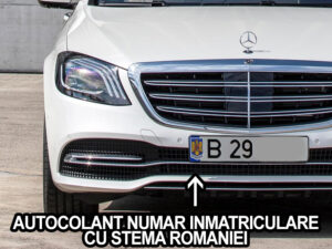 autocolant numar inmatriculare stema romaniei