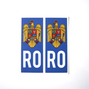 autocolant cu stema romaniei si scris ro
